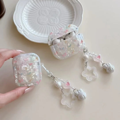 Fresh Flower Garden Butterfly Shell Texture Case For AirPods 1 2 3 4 Pro 3 Earphone funda with Floral Bracelet For AirPod Pro3