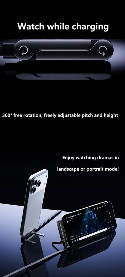 240W PD Fast Charging Type C to Type C Cable USB-C To Type-C Cable With Foldable Stand Phone Holder For HUAWEI iPhone 15 Xiaomi