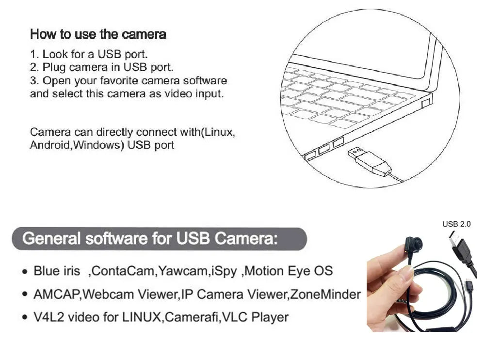 mini Laptop USB Camera Video CCTV Web Camera for computer 1080P HD Surveillance Webcams OTG Type-C Android USB 2.0 PC VLC Player