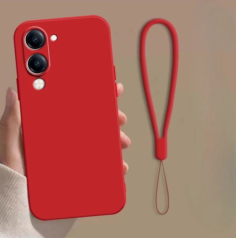 For VIVO Y29S Y19 5G Y04 Y19e 4G Case Simple Skin-friendly Silicone Lanyard Cover for VIVo Y29 s Anti-slip Shockproof Funda