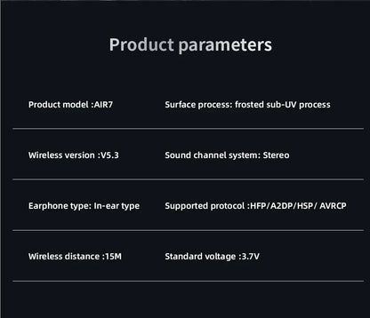 Original Air 7 TWS Wireless Bluetooth Headset HiFi Wireless Headphones Mic Noise Reduction Earbuds Waterproof Game Earphone