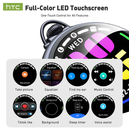 HTC NE71 True Wireless Earbuds ANC Noise Cancelling Bluetooth 6.0 22H Playtime In-Ear Comfort Gaming Low Latency