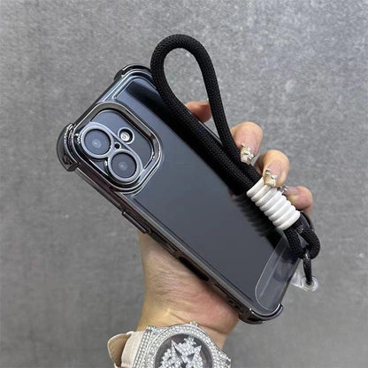 For Vivo S50 S30 Pro mini Y500 Pro Y50 Y31 2025 Y300 GT Y21D VivoY500 Plating Frame Casing With Strap Rope Shockproof Back Cover