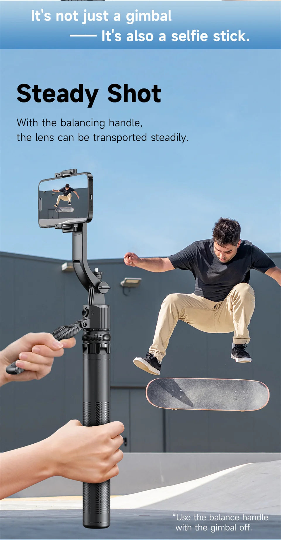 FANGTUOSI 360 Rotation Gimbal Stabilizer ,Selfie Stick Tripod for Smartphone Camera With Bluetooth shutter Stabilizer for Live