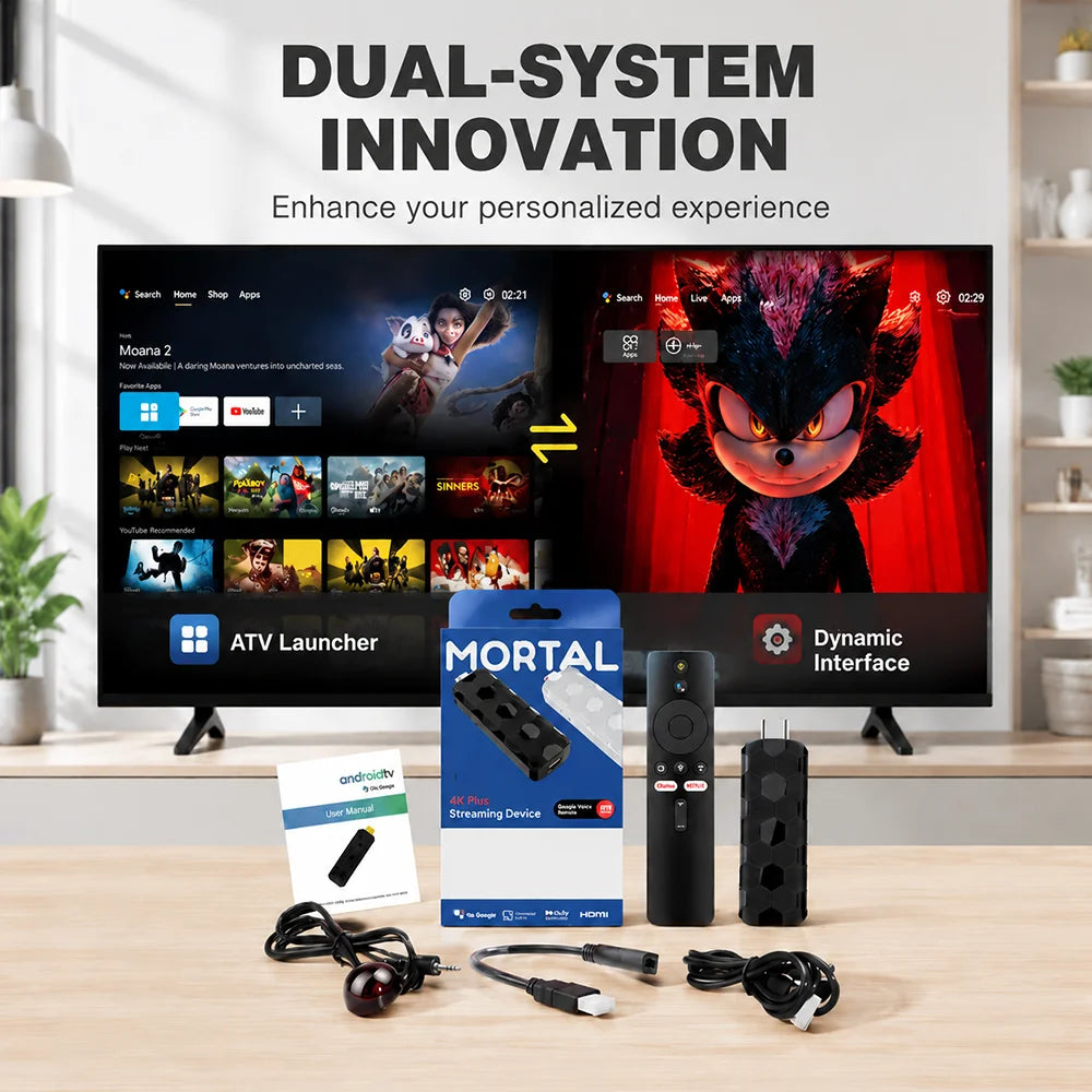4K 8K UHD R3+ Streaming TV Stick Android 16, 8GB+128GB Storage WiFi6 Bluetooth 5.0 Built-in Google Assistant