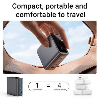 ACEFAST US Plug GaN 140W Fast Charging Phone Charger LED Display Screen For iPhone 17/16 Pro Max USB C USB A Wall Travel Adapter