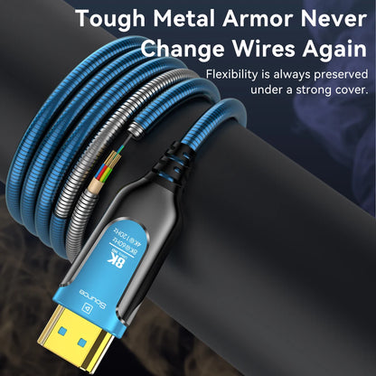 8K Armored HDMI Fiber Optic Cable 48Gbps 8K 60Hz 120Hz Ultra High Speed Armor HDMI 2.1 Cable Dynamic HDR EARC HDCP for HD TV Box
