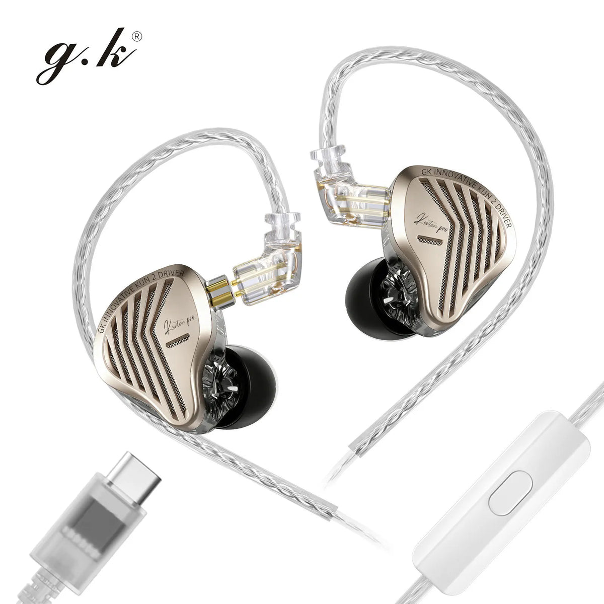 GK KUNTEN PRO HiFi In Ear Earphones Second Generation Dynamic Driver Long Stroke Bass Wired Headset For Music Audiophile