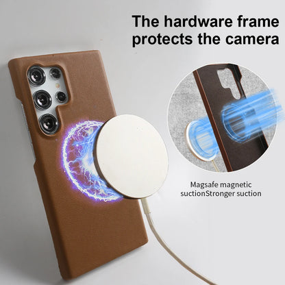 Handmade Premium Genuine Leather Magnetic Case for Samsung Galaxy S25 Ultra Case S24FE S23 S22 S21 S20 Note20Ultra Magsafe Cover