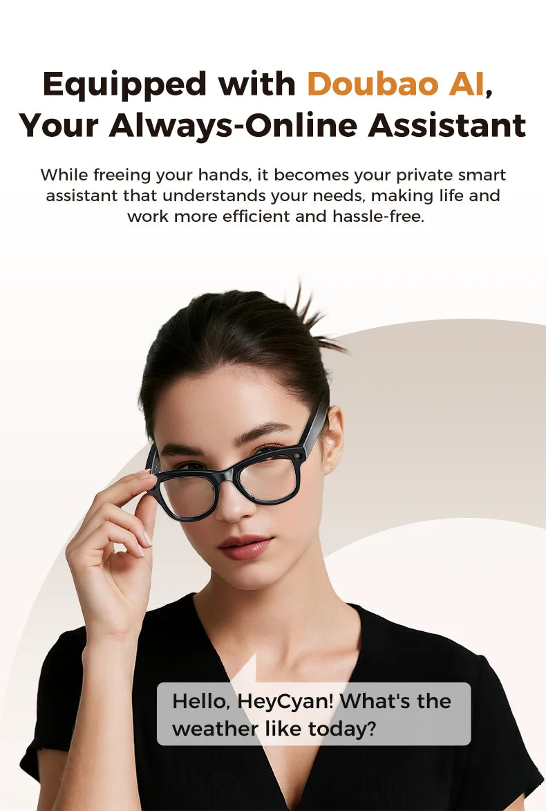 New 2026 AI Smart Glasses 1080P Camera Video Recorder Open Ear Bluetooth Audio Voice Control WiFi Sync Sports Glasses Men Use HD