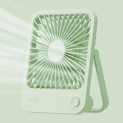 JISULIFE Portable Small Desk Fan Ultra Quiet Table Fan USB Rechargeable  Cooling Fan With 4 Speed Powerful Wind Offices Fan