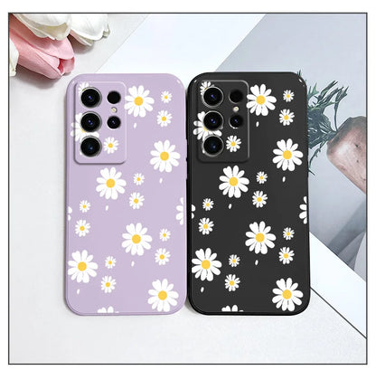 Daisy Petals Phone Case For Samsung Galaxy S25 S24 S23 S22 S21 S20 S10 S10E Ultra Plus FE Note 20 Ultra Plus Cover