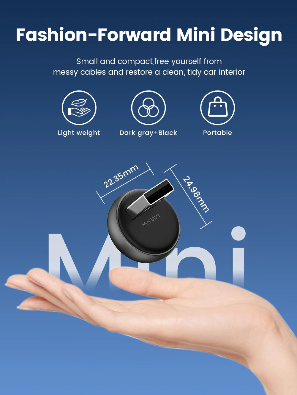2026 CarlinKit 5.0 Mini Ultra 3 CarPlay Android Auto Wireless Adapter 2.4G&5.8GHz WiFi BLE OTA Upgrade For OEM Car Plug and Play