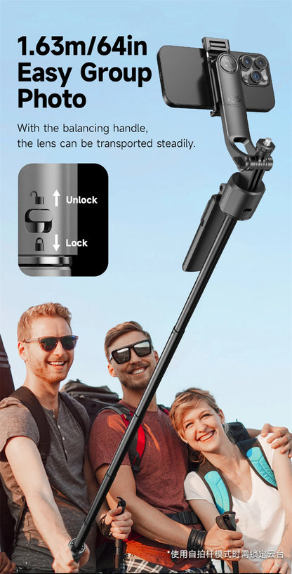 FANGTUOSI 360 Rotation Gimbal Stabilizer ,Selfie Stick Tripod for Smartphone Camera With Bluetooth shutter Stabilizer for Live