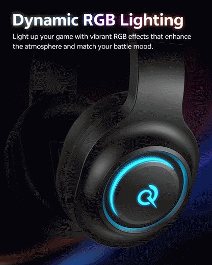 QCY Heroad V200 Over Ear Headphones 50mm Driver 7.1 Surround Sound Headset Wireless Bluetooth 6.0 Earphones for PC Laptop PS4/5