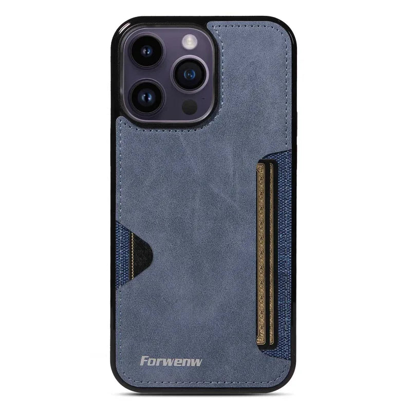 Retro Card Holder Phone Case for iPhone 18 17 16 15 14 13 12 11 Pro Max 17E Air XS XR SE 7 8 Plus Busines Wallet Leather Cover