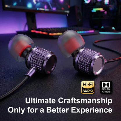 USB Type C Earphones HiFi Heavy Bass Earbuds Metal In Ear Noise Reduction 3.5MM Wired Headphones For Samsung S25 24 Z Fold7 Flip