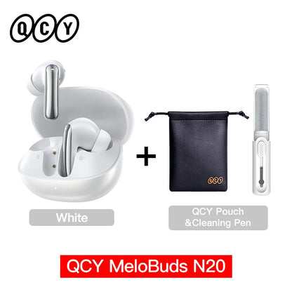 QCY MeloBuds N20 Wireless Bluetooth 6.0 Earphone 13mm Drivers -50dB Adaptive Hybrid Noise Cancelling Earbud 40Hrs HT20 Headphone