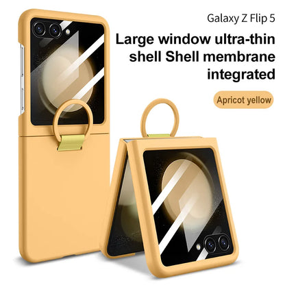 Hot Skin Feel Glass Case for Samsung Galaxy Z Flip 7 FE 6 5 5G Fold Business Fashion Cover Anti-knock Cases for Flip5 Flip6