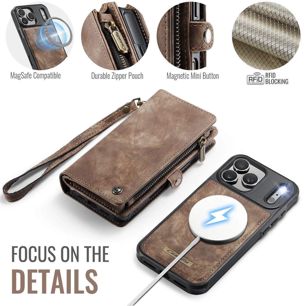 Business Zipper Multi Cards Solt Wallet Leather Case For iPhone 18 Pro Max 17 16 Plus 15 Plus 14 13 12 Full Protection Cover