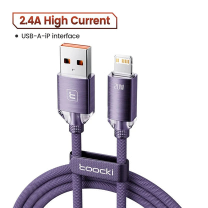 Toocki USB Cable for iPhone 14 13 12 Pro Max 2.4A Fast Charging Lightning Cable Data Wire for iPhone 8 7 6 5 Plus AirPods