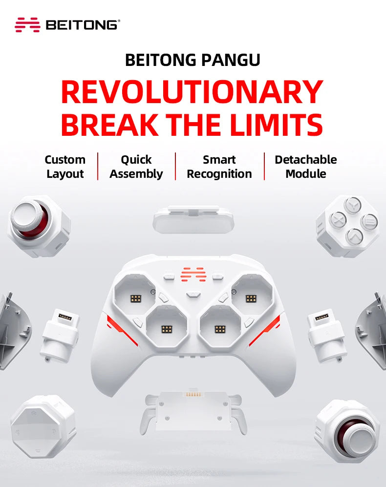 BEITONG PANGU Modular Wireless Controller, DIY Layout, Tool-Free Swap, TMR Joystick, for Switch/PC/Android/iOS