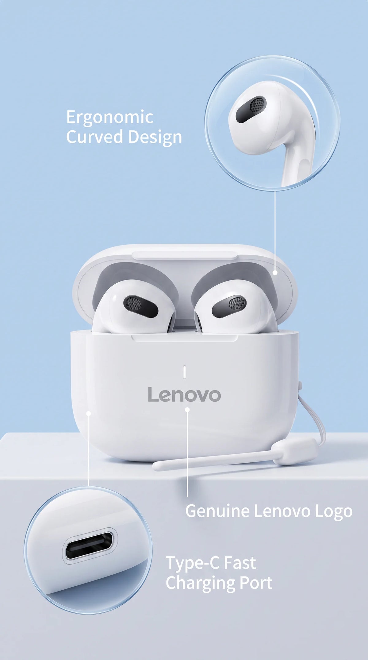 Original Lenovo A6 PRO TWS Wireless Earphone Bluetooth 5.0  HD Calls Touch Control Earbuds Gaming Headphones With Mic