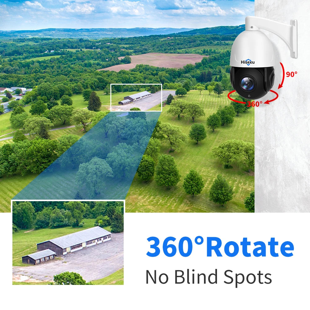Hiseeu 8MP PTZ POE Camera 30X Optical Zoom Outdoor 2-Way Audio Color Night Vision Street Surveillance IP Camera IP66 Waterproof