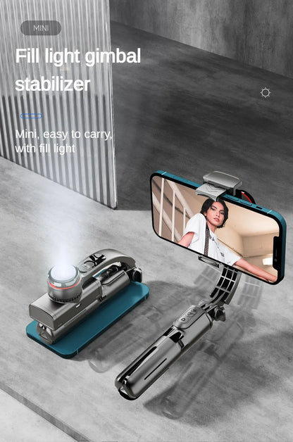 Mobile gimbal Stabilizer Foldable with Tripod Stand, Anti-Shake Function and Phone Holder for Live Streaming and Selfie Stick