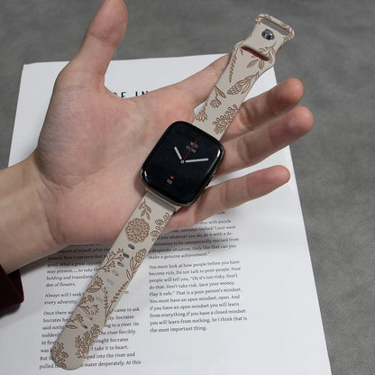 Flower Design Engraved Silicone Strap For Redmi Watch 3 /3 Lite /3 Active Two-tone Silicone Sport Strap For Redmi Watch3