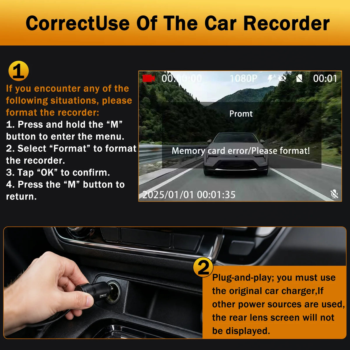 BCUOZ 360° Dashcam 5-Lens 1080P Front 720P Rear Left Right Car Cameras Super Night Vision G-Sensor WDR Loop Recording 12-24V Plug Power Supply Optional 64GB Memory Card