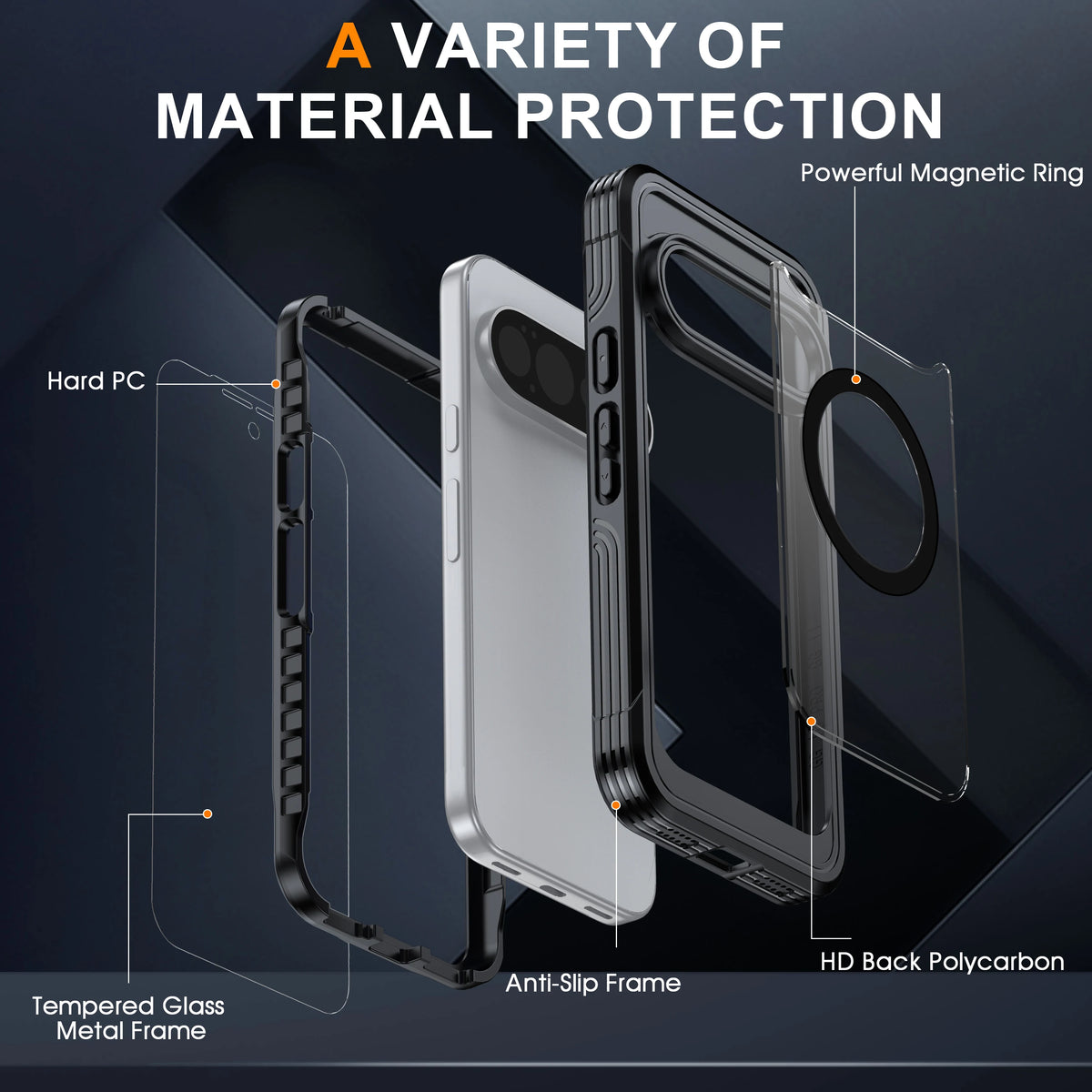 9H Tempered Glass Magnetic Phone Case, Suitable for Google Pixel 11/10/9 PRO XL All Inclusive Phone Protection Case