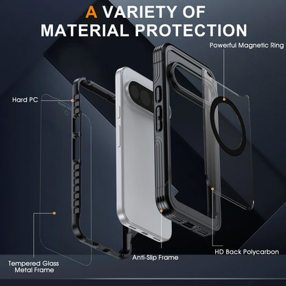 9H Tempered Glass Magnetic Phone Case, Suitable for Google Pixel 11/10/9 PRO XL All Inclusive Phone Protection Case