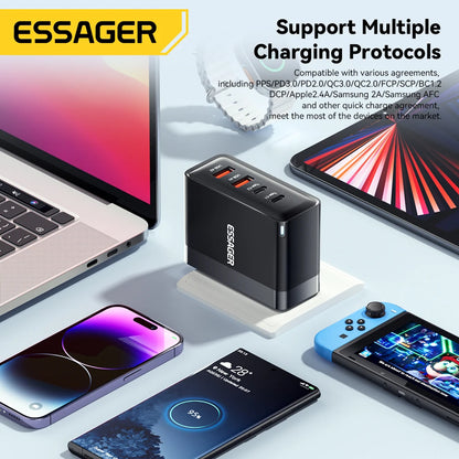 Essager 100W USB Type C Charger 65W PD Quick Charge4.0 3.0 Type-C Fast Charging For iPhone 14 13 12 Xiaomi Macbook 13 Pro Laptop