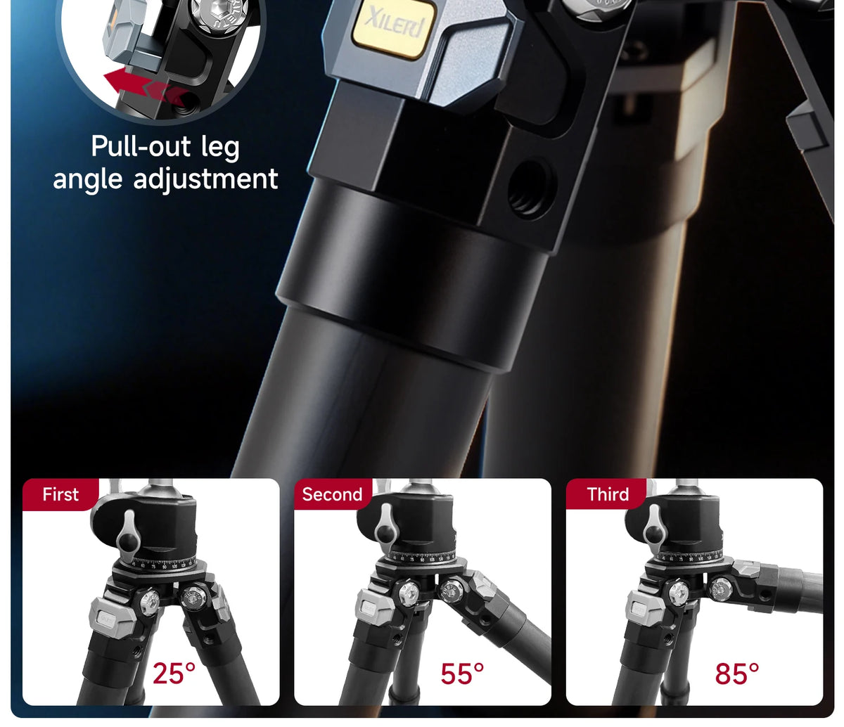 XILETU Lightweight Stable Carbon Fiber Tripod w 360° Rotation Detachable Ball Head Mini Tabletop Stand For Digital Cameras DSLRS