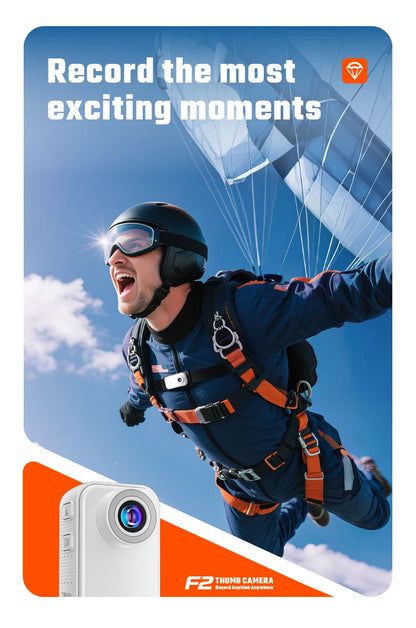 F2 Thumb Camera 1080P HD 130 Degree Wide Angle Mini Camera With IPS Screen 25g Portable Pocket Camera For Daily Recording Life