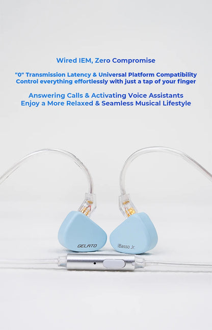 iBasso Jr. Gelato HiFi Wired Earphones In Ear Music Headphones High Quality Sport Headset Customized Pc Gamer Accessories Gifts