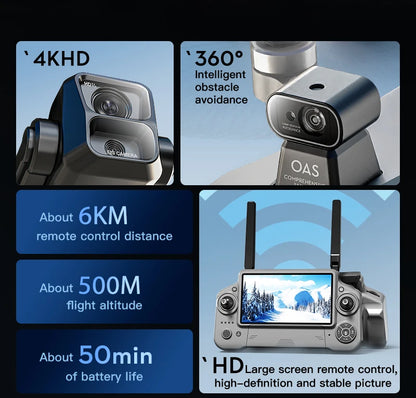 Teeggi KF100 MAX GPS RC with screen Drones With 4K HD Camera Profesional 3-Axis Gimbal obstacle avoidance 6KM Foldable RC Dron