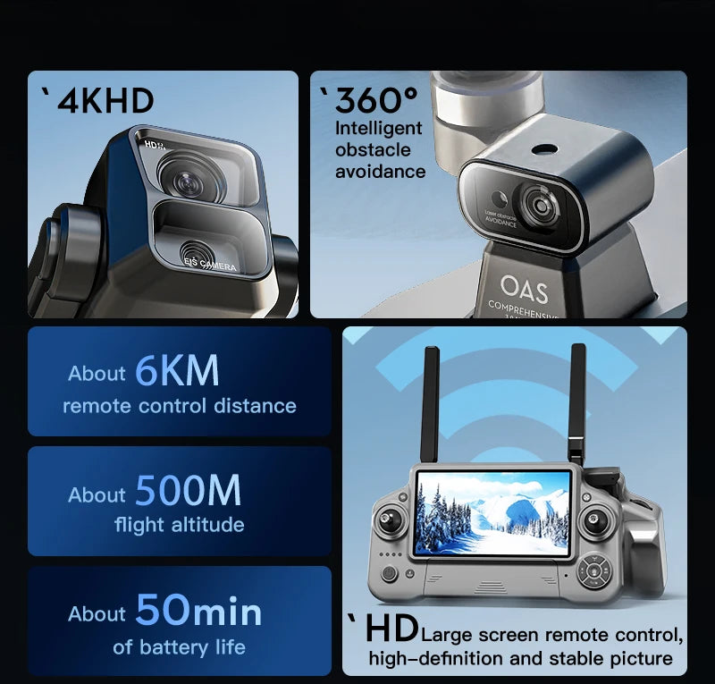 Teeggi KF100 MAX GPS RC with screen Drones With 4K HD Camera Profesional 3-Axis Gimbal obstacle avoidance 6KM Foldable RC Dron