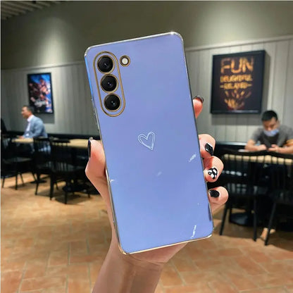 S 24 Love Heart Plating Phone Phone Case On For Samsung Galaxy S24 Plus S24 Ultra S24+ S24Plus S24Ultra 5G Luxury Back Cover