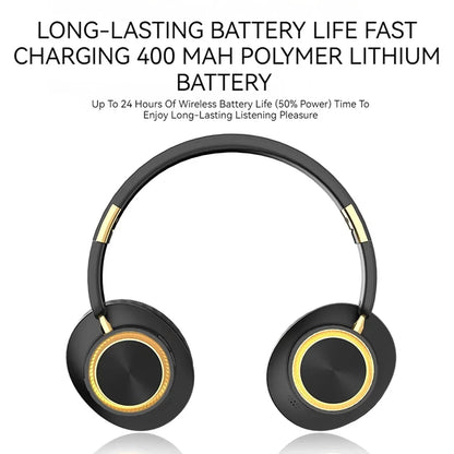 Foldable Bluetooth Headphones Wireless Gaming Headset Bluetooth 5.3 Over Ear HiFi Heavy Bass Stereo Sound Deep Bass Extended Battery Life Comfortable Over Ear Fit Built-in Mic For PC Phone Laptop Portable Travel Earphones Wit