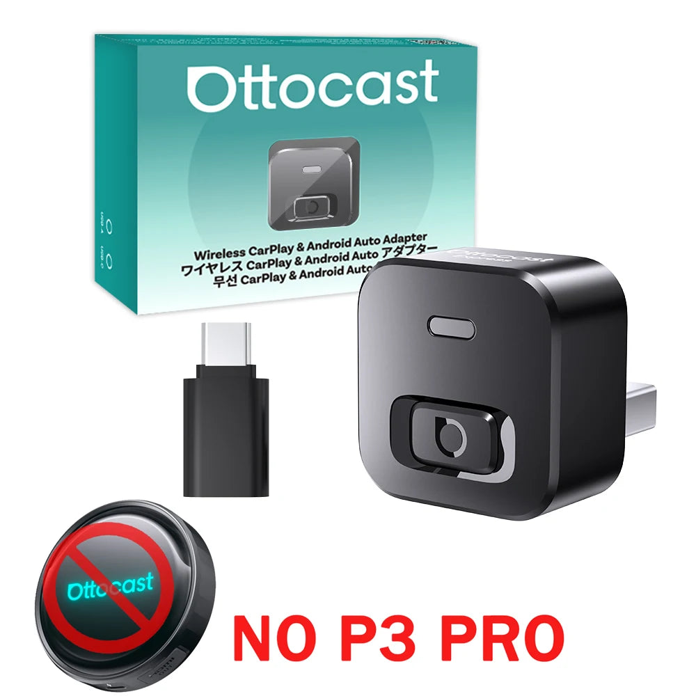 OTTOCAST P3 Pro Ai Box Wireless Carplay Android Auto Aadapter Ai Voice QCM 6225 Video Box for Benz Audi Kia Hyundai VW Toyota