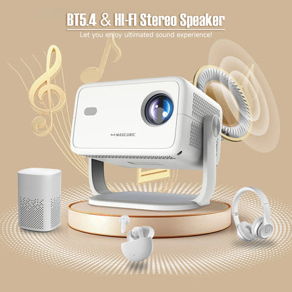 Magcubic L018 Projector 8K Native 1080P 650ANSI Auto Focus & Keystone Correction Android14 BT5.4 WIFI6 360° Portable Home Cinema