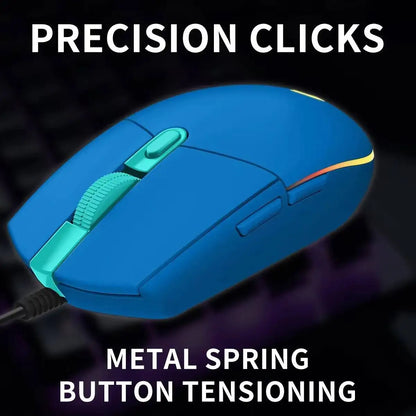 Logitech G203 Prodigy Wired Gaming Mouse 8000 DPI RGB Lighting 6 Buttons On-Board Memory 2.1m Cable Windows ChromeOS