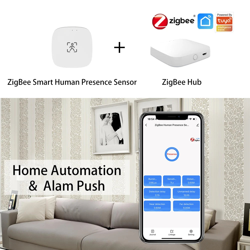 Wifi/ZigBee3.0 5.8/2.4G MmWave Human Presence Motion Sensor With Luminance/Distance Detection Tuya Smart Life Home Automation