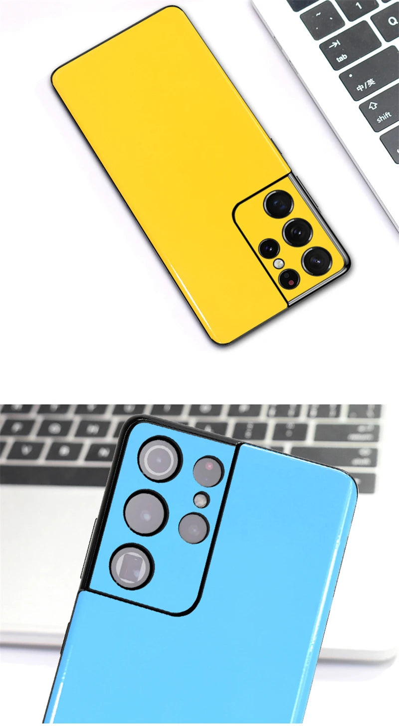 Glossy Candy Colorful Decal Phone Back Skin for SAMSUNG S25 S24 Ultra S23 S22+ S21 FE S20 FE A52 A53 A73 5G Wrap Sticker Film