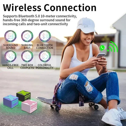 Mini Bluetooth Speaker Wireless Loudspeaker Crack LED SD Card USB Subwoofer Portable MP3 Music Sound Column for PC Mobile Phone