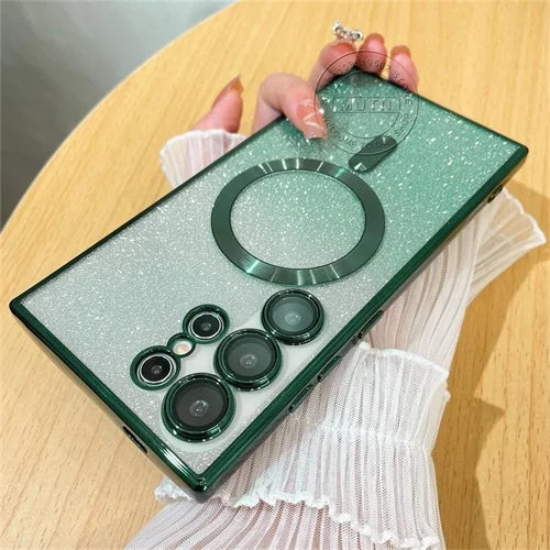 For Samsung Galaxy S26 S25 S24 S23 S22 S21 S20 Plus FE Case Note20 Ultra S24FE Plating Glitter Wireless Bling Cover Girls Women