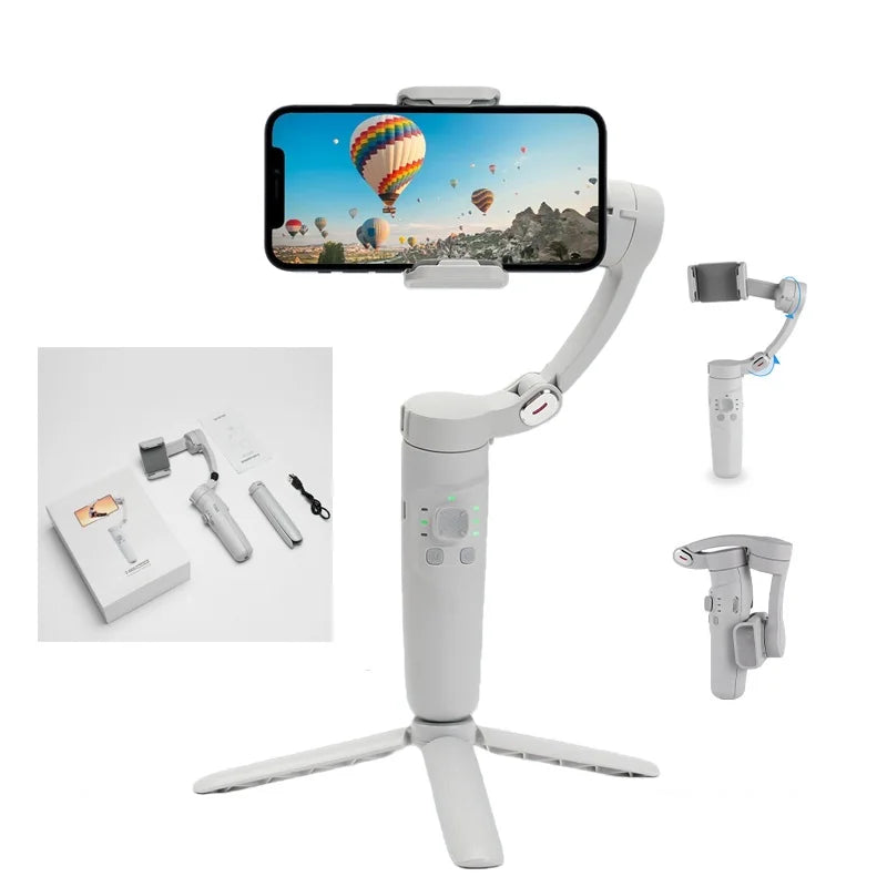 3-Axis Gimbal Handheld Self Stabilizer with Tripod Selfie Stick Vlog CellPhone Video Recorder for iPhone 17 Smartphone Mobile