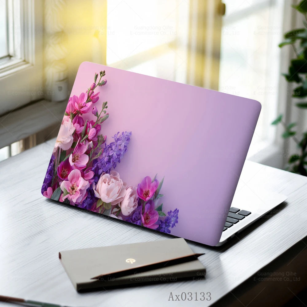 Pink Flower Laptop Stickers Self Adhesive Waterproof Anti Scratch Notebook Cover for Device Notebook MacBook Protective Skins